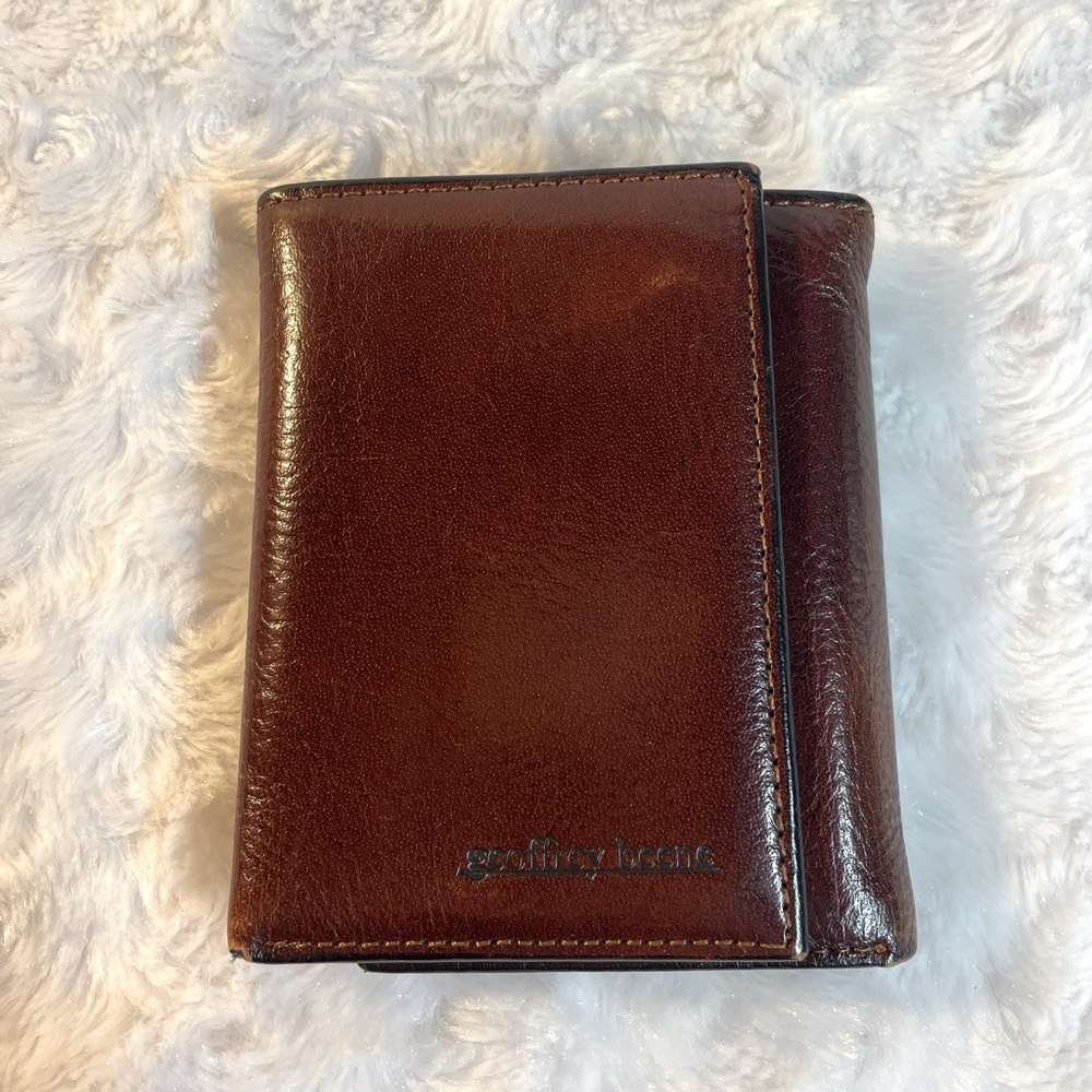 Geoffrey Beene Leather Trifold Dk Brown Wallet